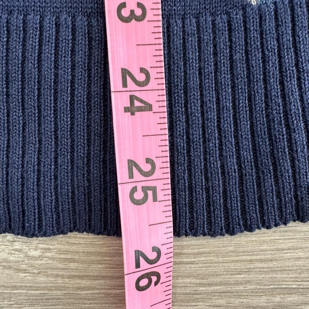 Banana Republic V-Neck Silk Cashmere Blend Argyle Sweater Navy Blue Size Small